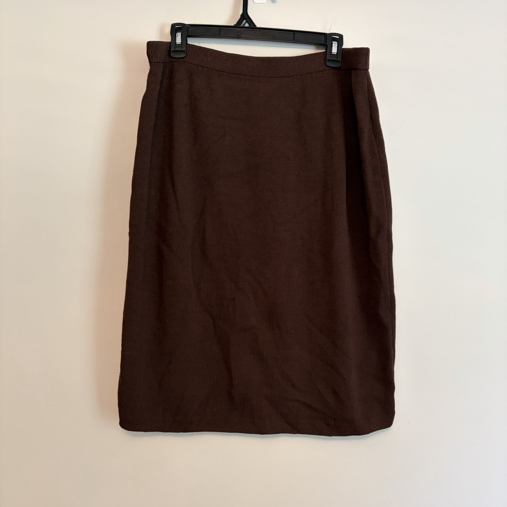 St. John's Collection By Marie Gray Sz 16 USA Chocolate Brown Knit Pencil Skirt